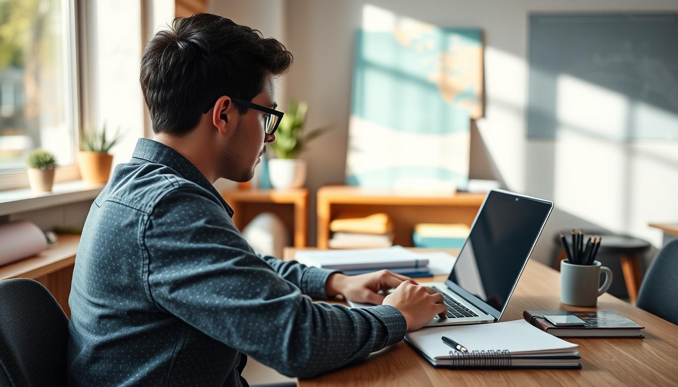 Student using online courses for flexible education